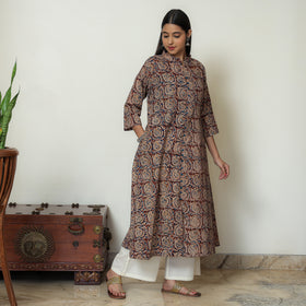 Buy Hand Block Print Cotton A-Line Kalamkari Kurta For Women