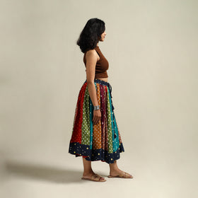 Multicolor - Bandhani Tie-Dye Patchwork Cotton Short Skirt 52