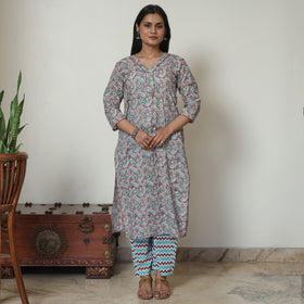 Buy Sanganeri Block Printed Cotton Kurta with Palazzo Set 04 Online l iTokri.com