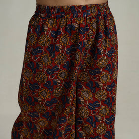 Buy Red Flared Cotton Block Print Kalamkari Kurta Set