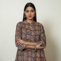 Buy Hand Block Print Cotton A-Line Kalamkari Kurta For Women
