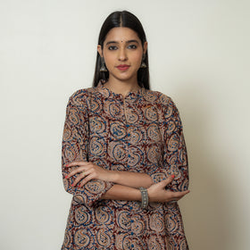 Buy Hand Block Print Cotton A-Line Kalamkari Kurta For Women