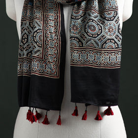 Modal Silk Ajrakh Hand Block Print Natural Dyed Stole 38