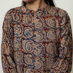 Buy Hand Block Print Cotton A-Line Kalamkari Kurta For Women