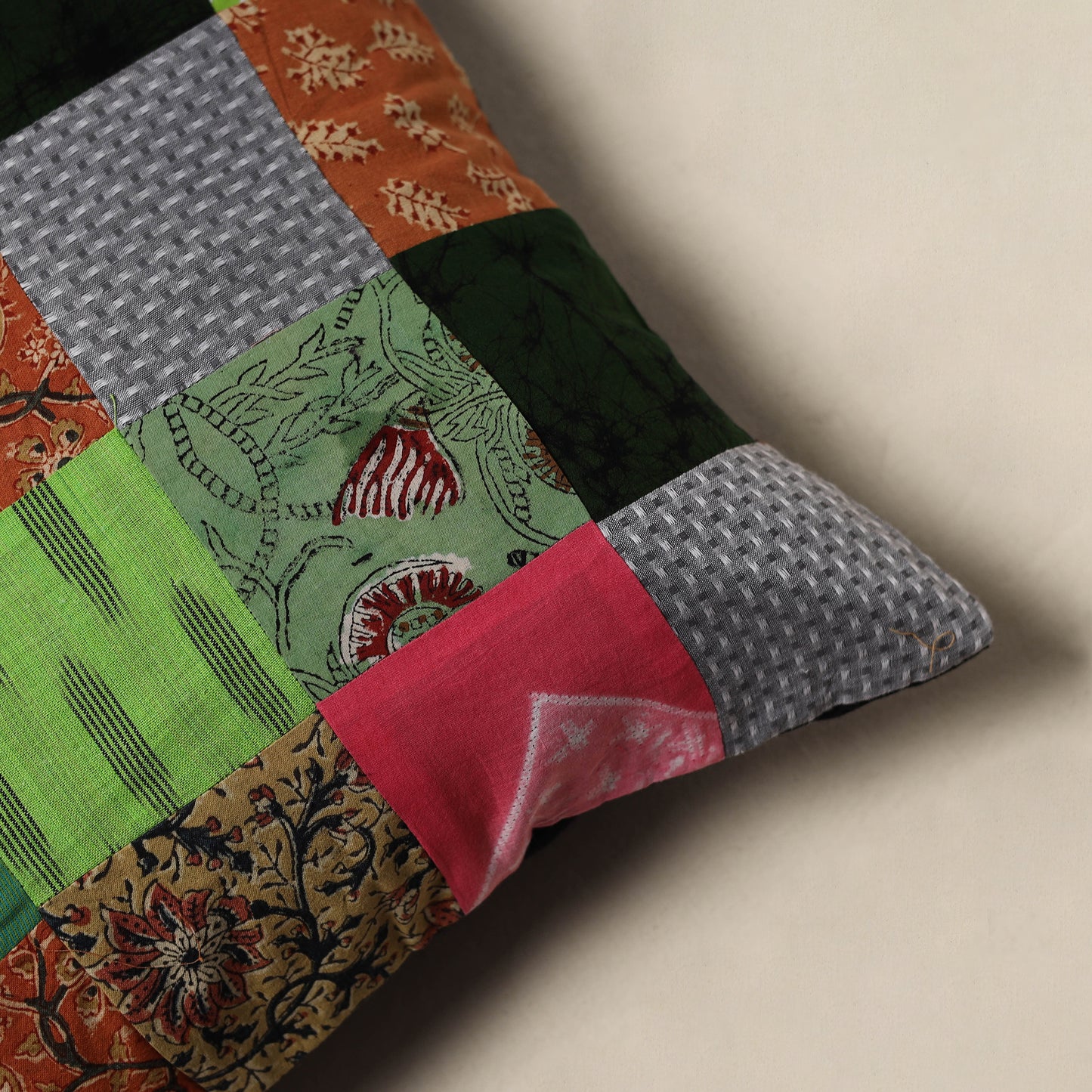 Handcrafted Patchwork Cushion Cover (16 x 16 in) 13