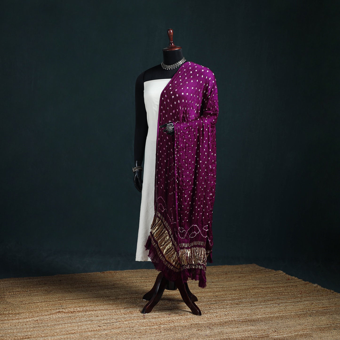 Kutch Lagdi Patta Border Modal Silk Bandhani Dupatta 02