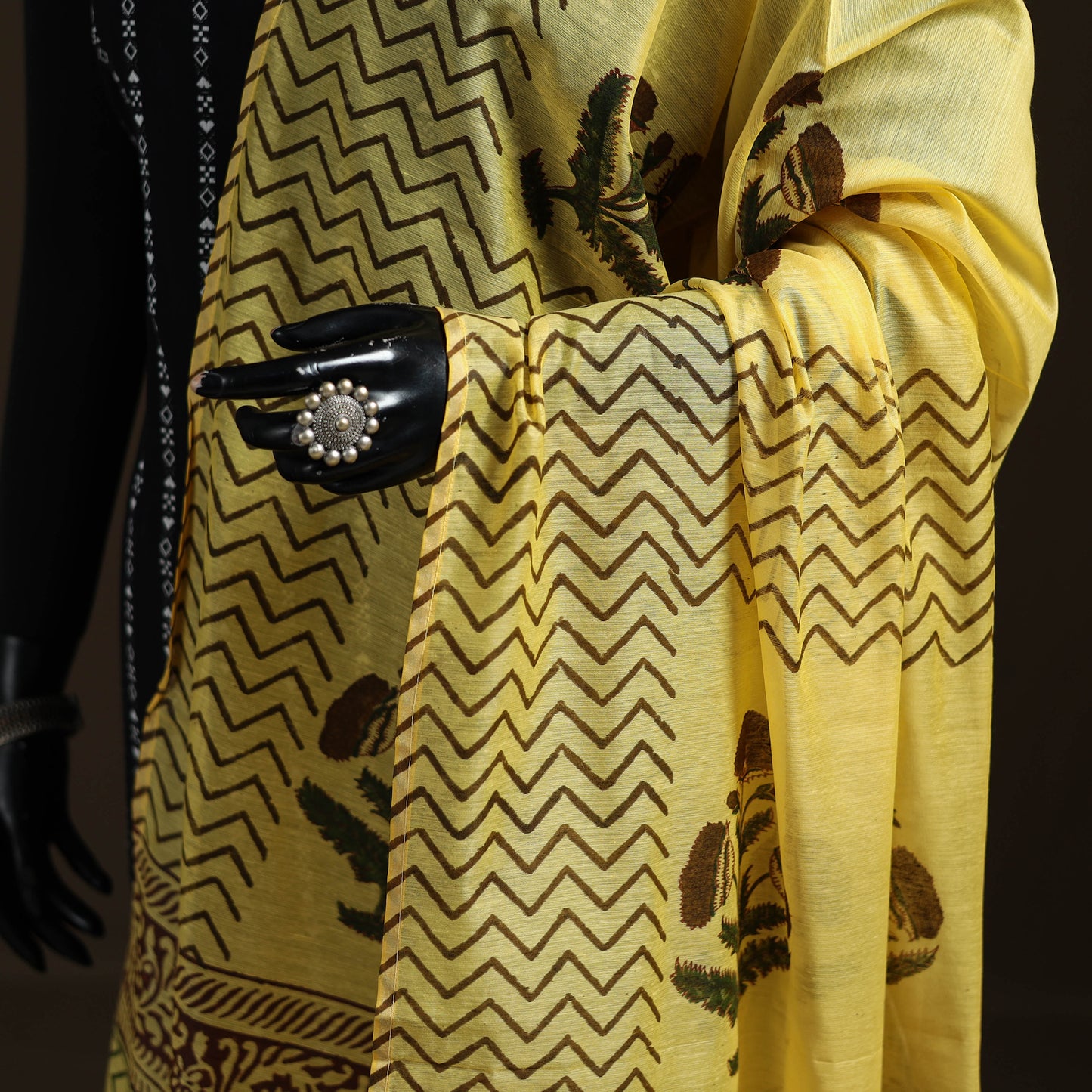 Sanganeri Hand Block Print Chanderi Silk Dupatta 61