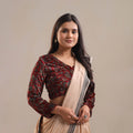 Red Velvet Natural Dyed Ajrakh Print Blouse Online