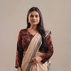 Red Velvet Natural Dyed Ajrakh Print Blouse Online