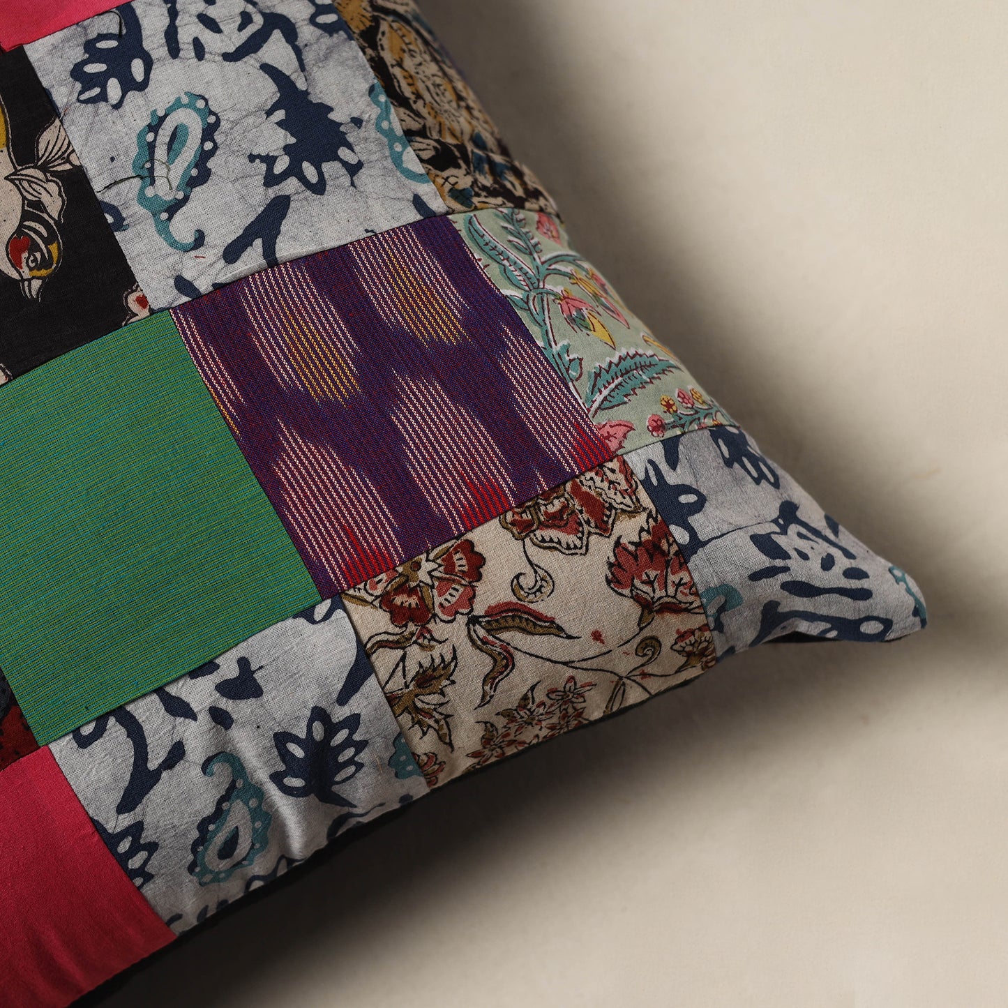 Handcrafted Patchwork Cushion Cover (16 x 16 in) 14