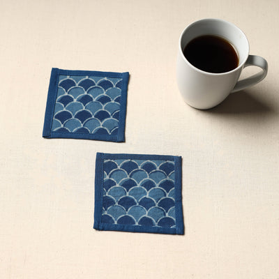 Blue Handmade Cotton Coasters (Set of 2)