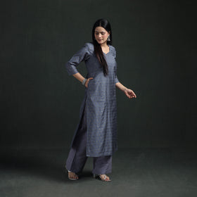 Spun Dupion Viscose Silk Zari Buti Straight Kurta with Palazzo Set for women 02