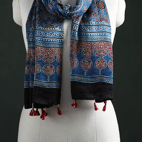 Modal Silk Ajrakh Hand Block Print Natural Dyed Stole 41