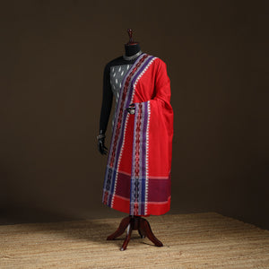Red - Sambalpuri Ikat Cotton Dupatta from Odisha 26