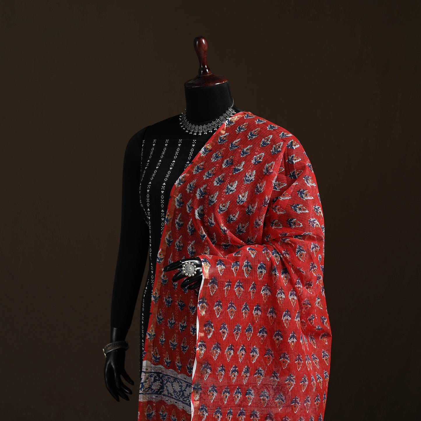 Sanganeri Hand Block Print Kota Doria Cotton Dupatta 62