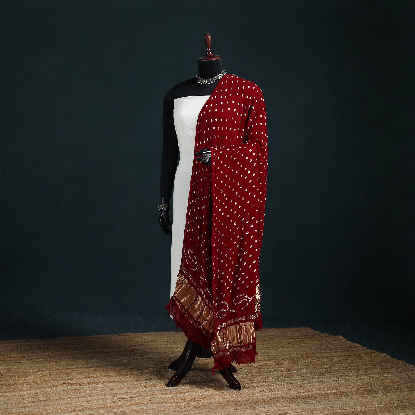 Kutch Lagdi Patta Border Modal Silk Bandhani Dupatta 03