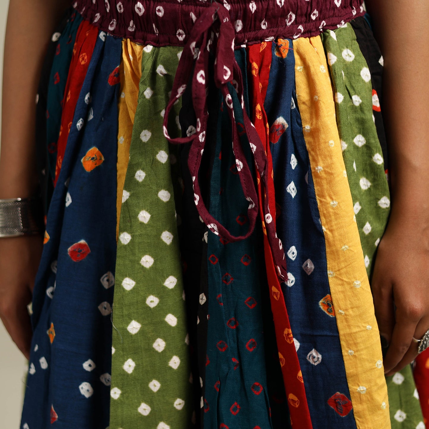 Multicolor - Bandhani Tie-Dye Patchwork Cotton Short Skirt 53