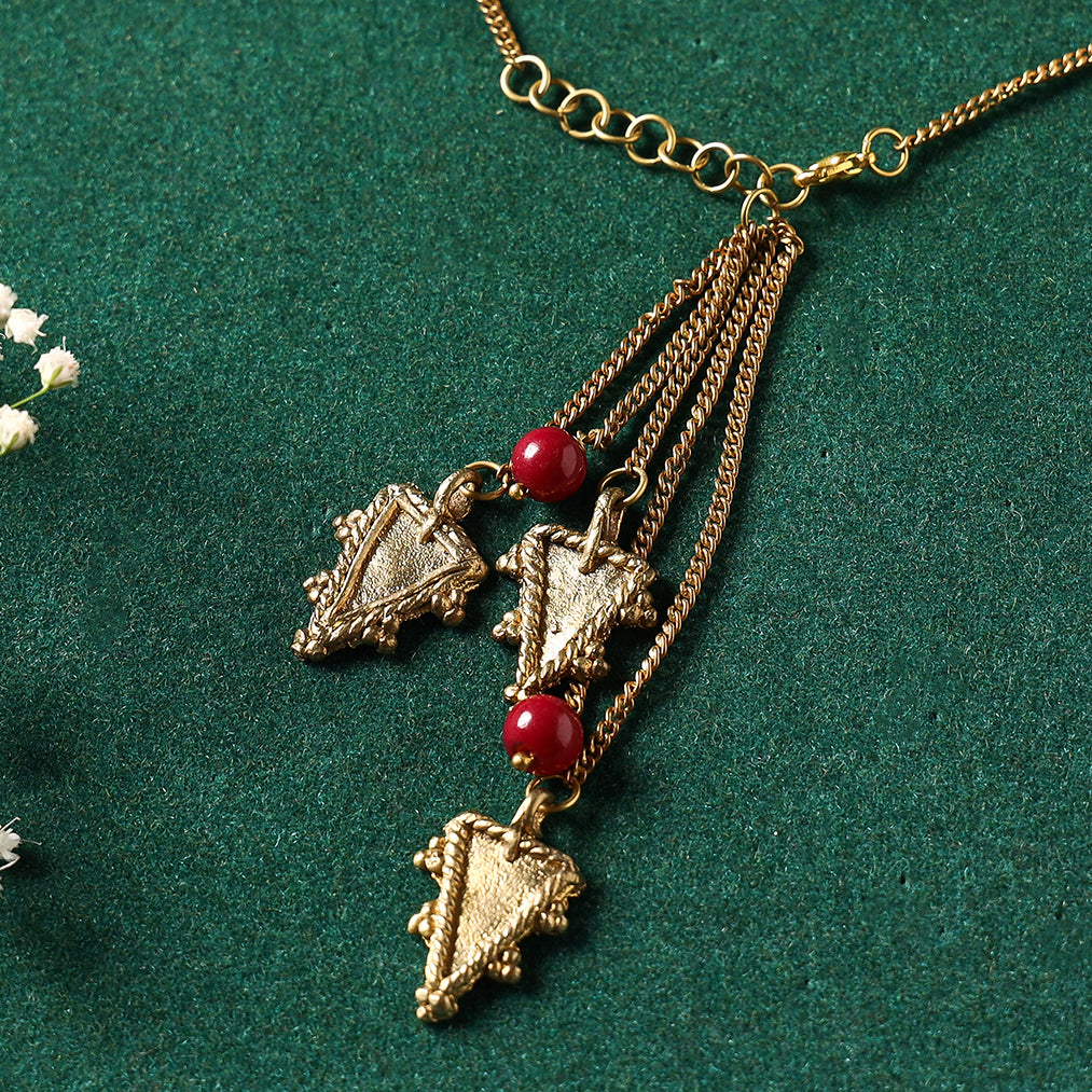 Miharu Dhokra Triangle Brass Necklace