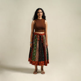 Multicolor - Bandhani Tie-Dye Patchwork Cotton Short Skirt 54