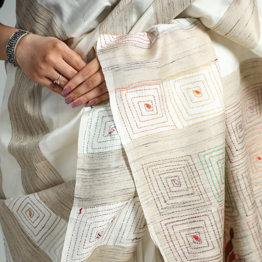 Kantha Embroidery Saree 