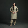 Spun Dupion Viscose Silk Zari Buti Straight Kurta with Salwar Set for women 09