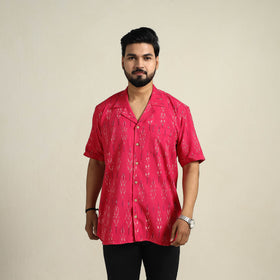 Buy Pink Half Sleeve Men Cotton Pochampally Ikat Shirt
