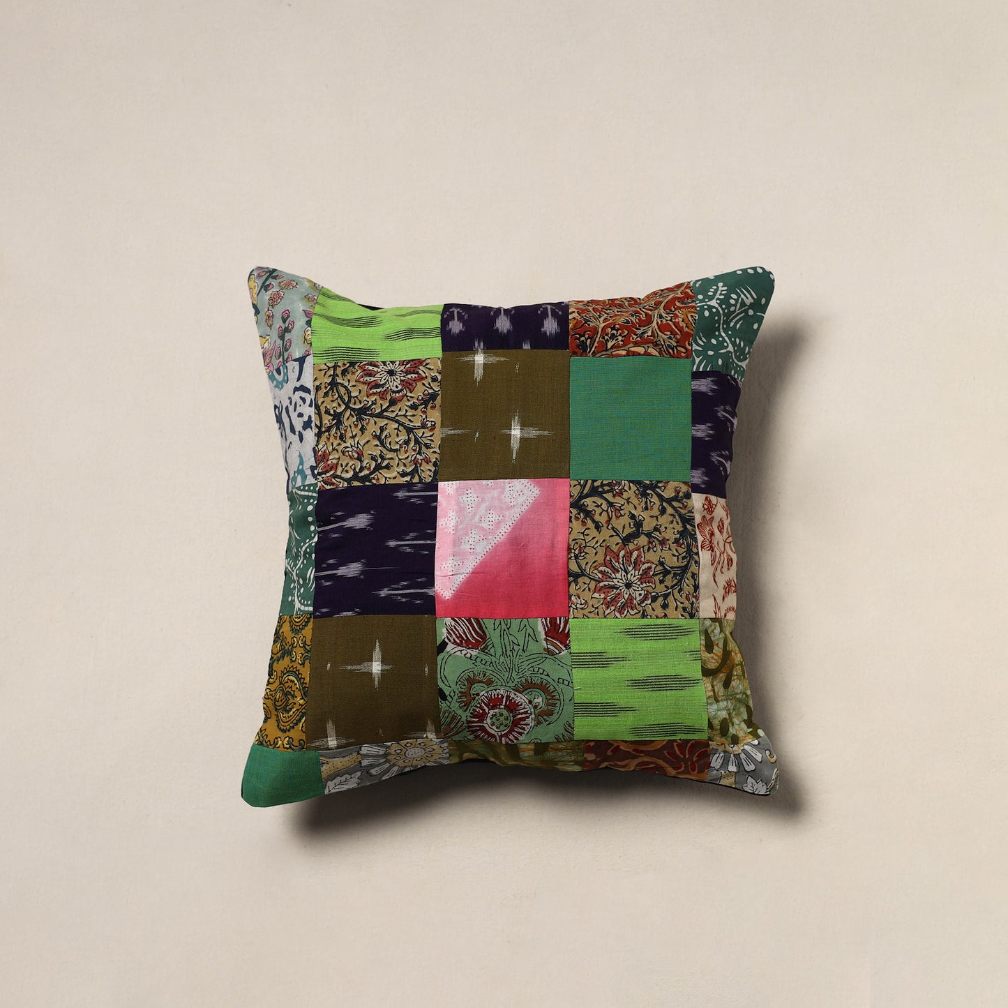 Handcrafted Patchwork Cushion Cover (16 x 16 in) 17