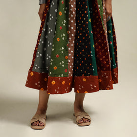 Multicolor - Bandhani Tie-Dye Patchwork Cotton Short Skirt 54