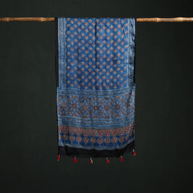 Modal Silk Ajrakh Hand Block Print Natural Dyed Stole 41