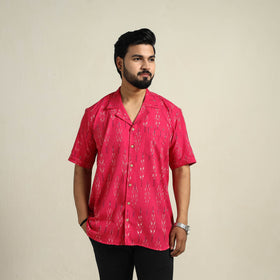 Buy Pink Half Sleeve Men Cotton Pochampally Ikat Shirt