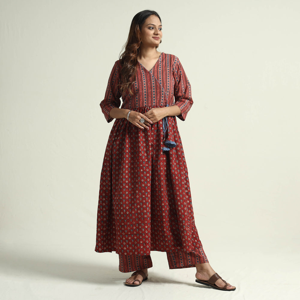 Ajrakh Block Printed Cotton Kurta with Palazzo Set
