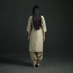 Spun Dupion Viscose Silk Zari Buti Straight Kurta with Salwar Set for women 09