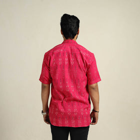 Buy Pink Half Sleeve Men Cotton Pochampally Ikat Shirt