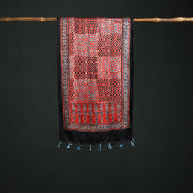 Modal Silk Ajrakh Hand Block Print Natural Dyed Stole 39