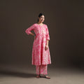 Hand Batik Print Cotton A-Line Kurta with Palazzo Set for women 06