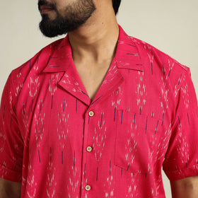 Buy Pink Half Sleeve Men Cotton Pochampally Ikat Shirt
