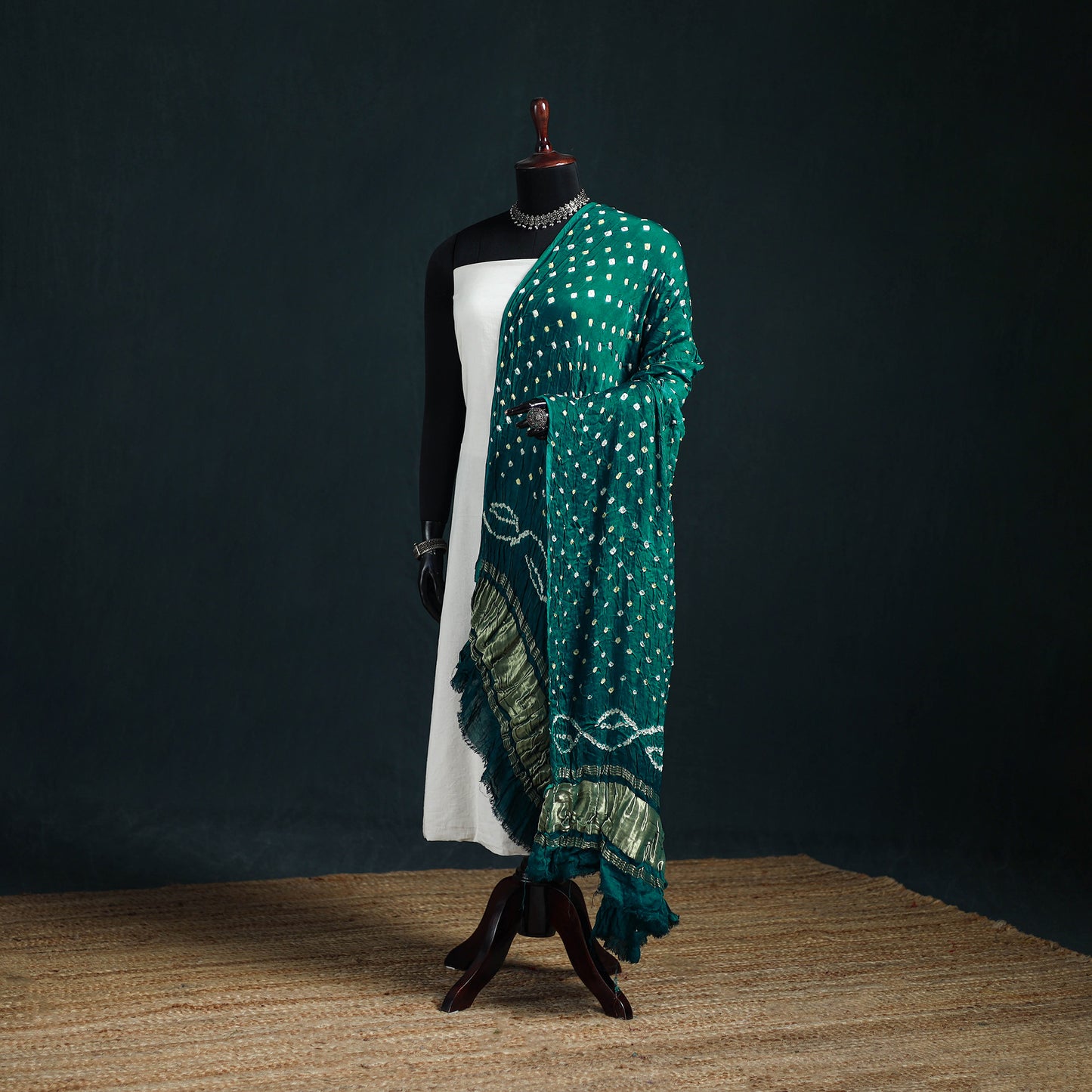Kutch Lagdi Patta Border Modal Silk Bandhani Dupatta 05