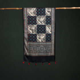 Modal Silk Ajrakh Hand Block Print Natural Dyed Stole 38