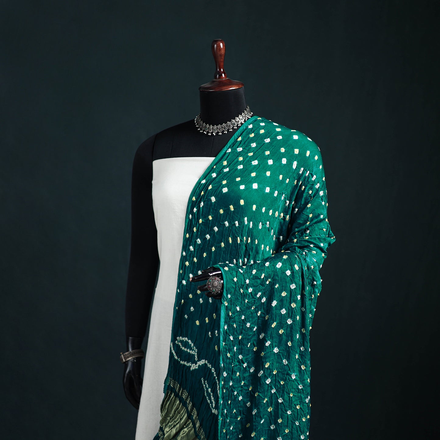 Kutch Lagdi Patta Border Modal Silk Bandhani Dupatta 05