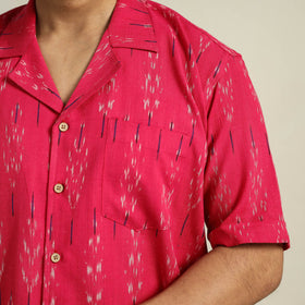 Buy Pink Half Sleeve Men Cotton Pochampally Ikat Shirt