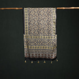 Modal Silk Ajrakh Hand Block Print Natural Dyed Stole 37