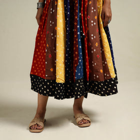 Multicolor - Bandhani Tie-Dye Patchwork Cotton Short Skirt 55