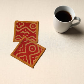 Red Handmade Cotton Coasters (Set of 2)