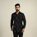 Buy Black Full Sleeve Men Cotton Pochampally Ikat Shirt