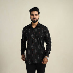 Buy Black Full Sleeve Men Cotton Pochampally Ikat Shirt