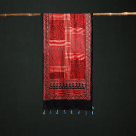 Modal Silk Ajrakh Hand Block Print Natural Dyed Stole 36