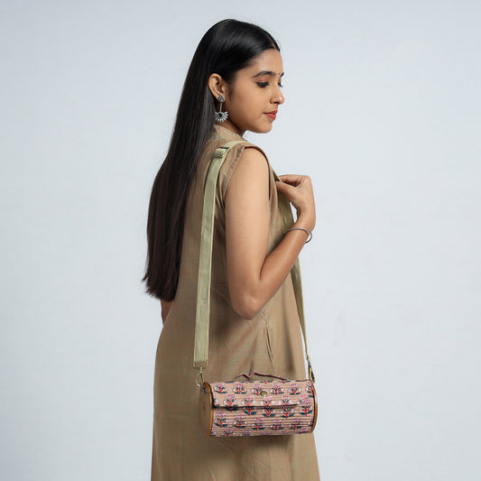 Beige - DIY Round Sling Bag / Clutch With Changeable Sleeve