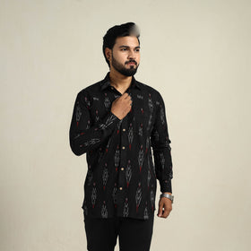Buy Black Full Sleeve Men Cotton Pochampally Ikat Shirt