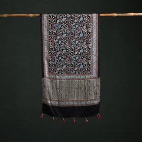 Modal Silk Ajrakh Hand Block Print Natural Dyed Stole 35