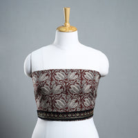 Maroon - Zardozi Hand Embroidered Kalamkari Cotton Blouse Piece 21